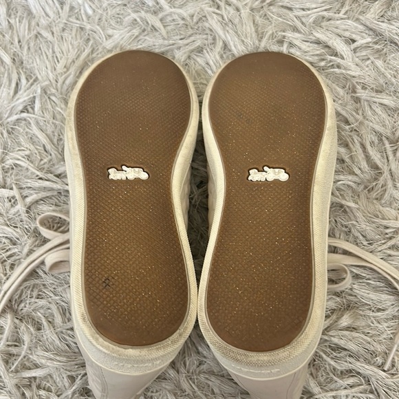 Coach C204 Logo Embossed Signature Leather High Top Lace Up Sneakers Chalk Sz 8 - Picture 10 of 12